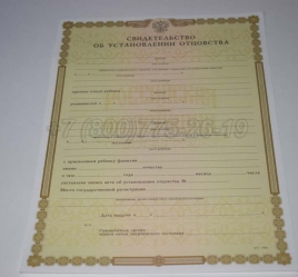 Свидетельство об Установлении Отцовства 2018г в Сочи